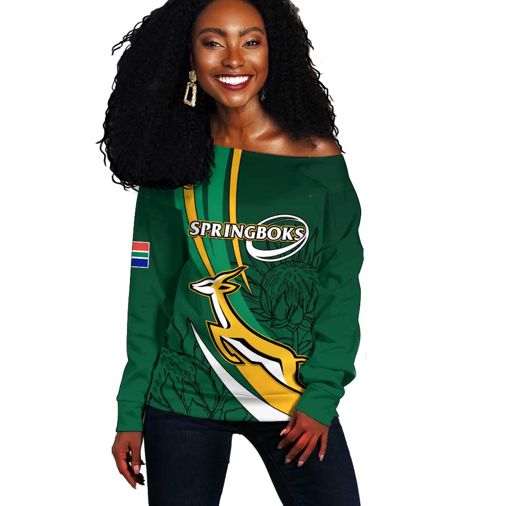 Personalized South Africa Rugby Off Shoulder Sweater - Springboks Go Champions, World Cup LT01