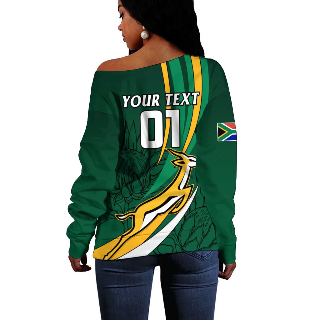 Personalized South Africa Rugby Off Shoulder Sweater - Springboks Go Champions, World Cup LT01