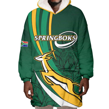 Personalized South Africa Rugby Wearable Blanket Hoodie - Springboks Go Champions, World Cup LT01