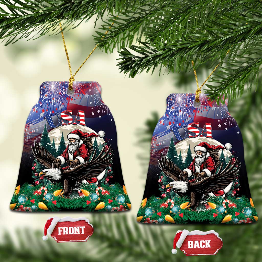 USA Christmas Ceramic Ornament Santa Claus With Eagle LT01