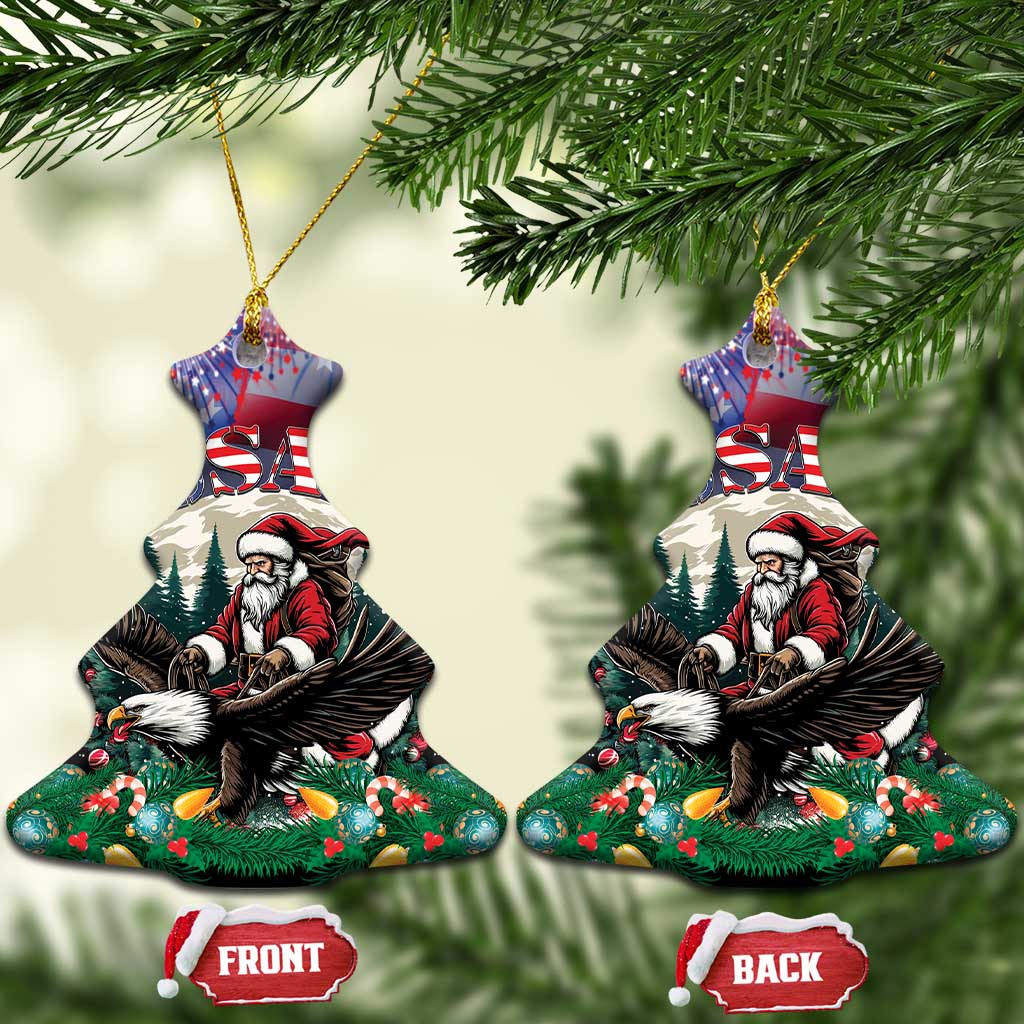 USA Christmas Ceramic Ornament Santa Claus With Eagle LT01