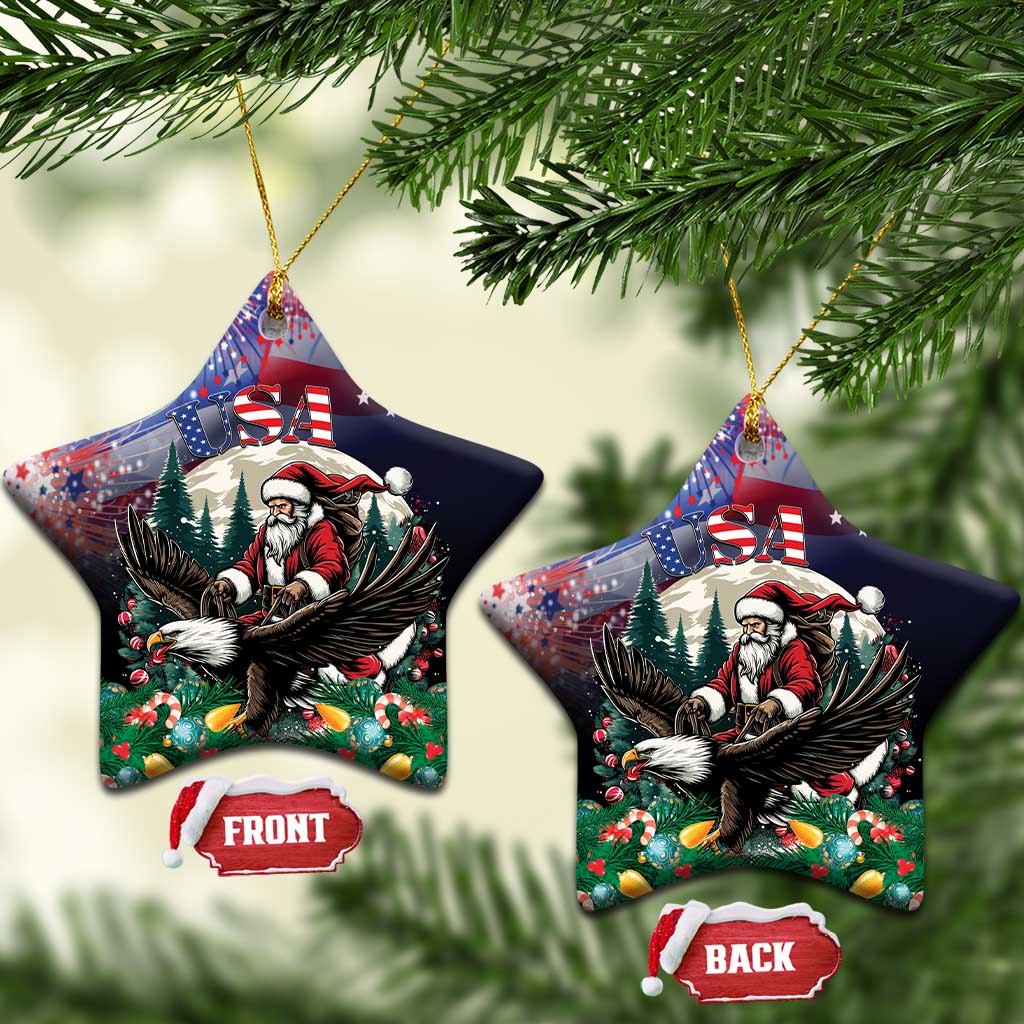 USA Christmas Ceramic Ornament Santa Claus With Eagle LT01
