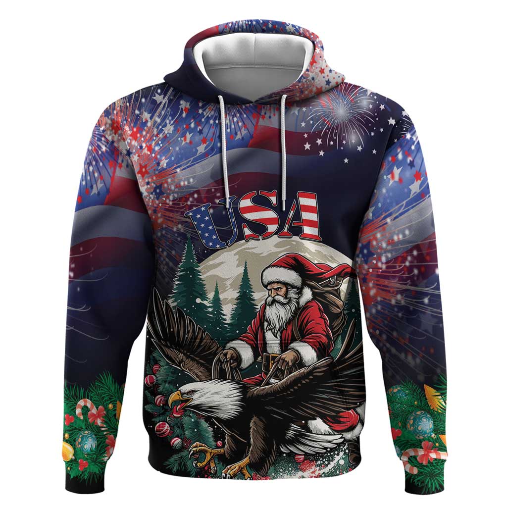 Personalized USA Christmas Hoodie Santa Claus With Eagle LT01