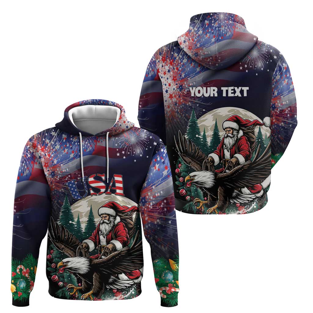 Personalized USA Christmas Hoodie Santa Claus With Eagle LT01