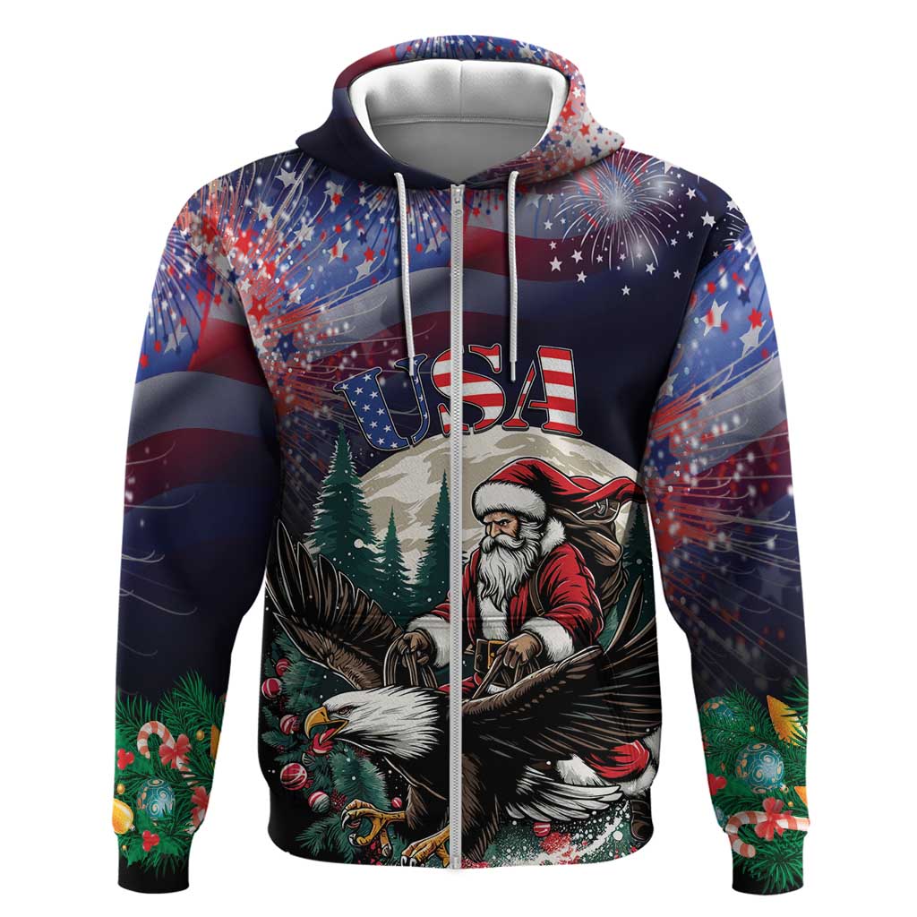 Personalized USA Christmas Hoodie Santa Claus With Eagle LT01