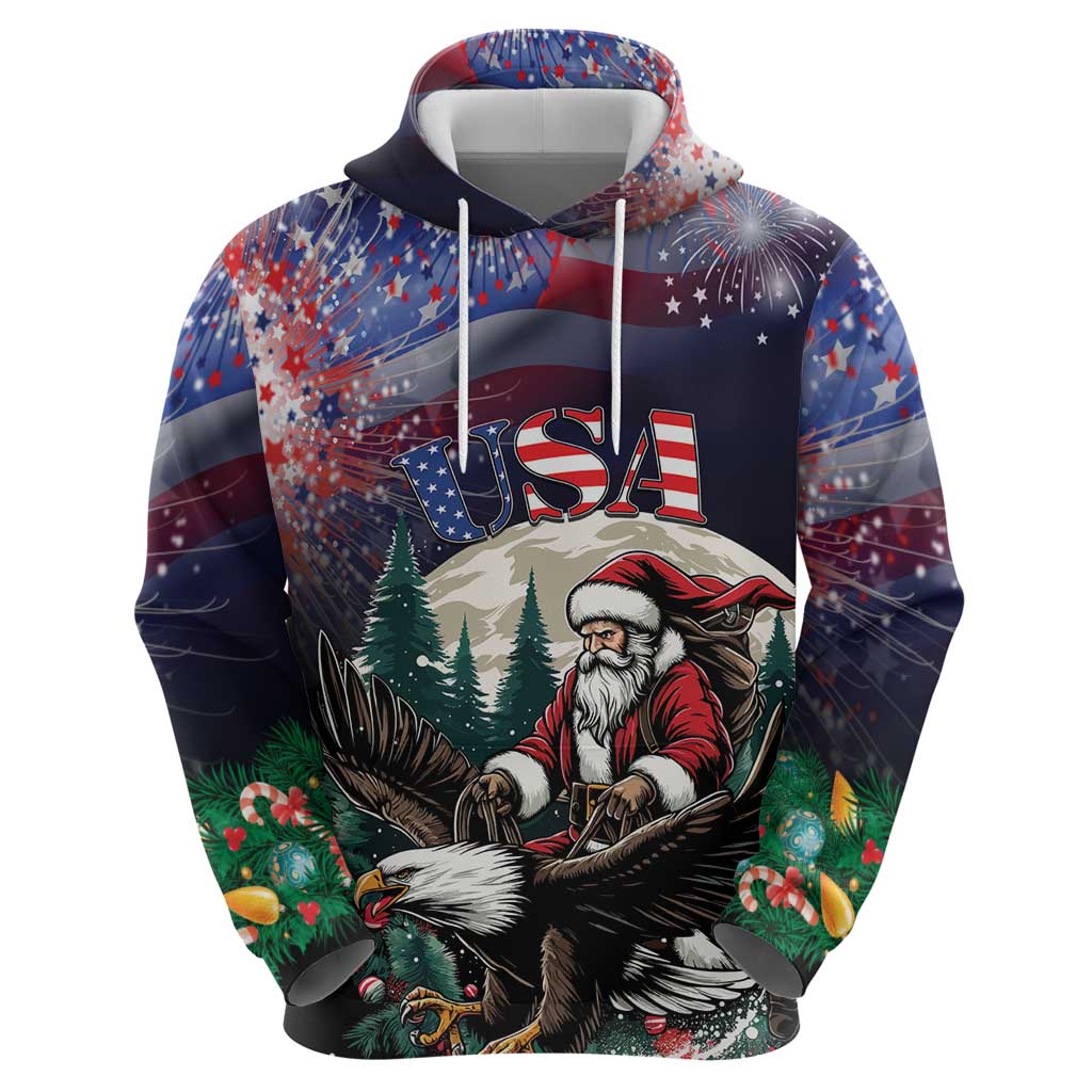 Personalized USA Christmas Hoodie Santa Claus With Eagle LT01