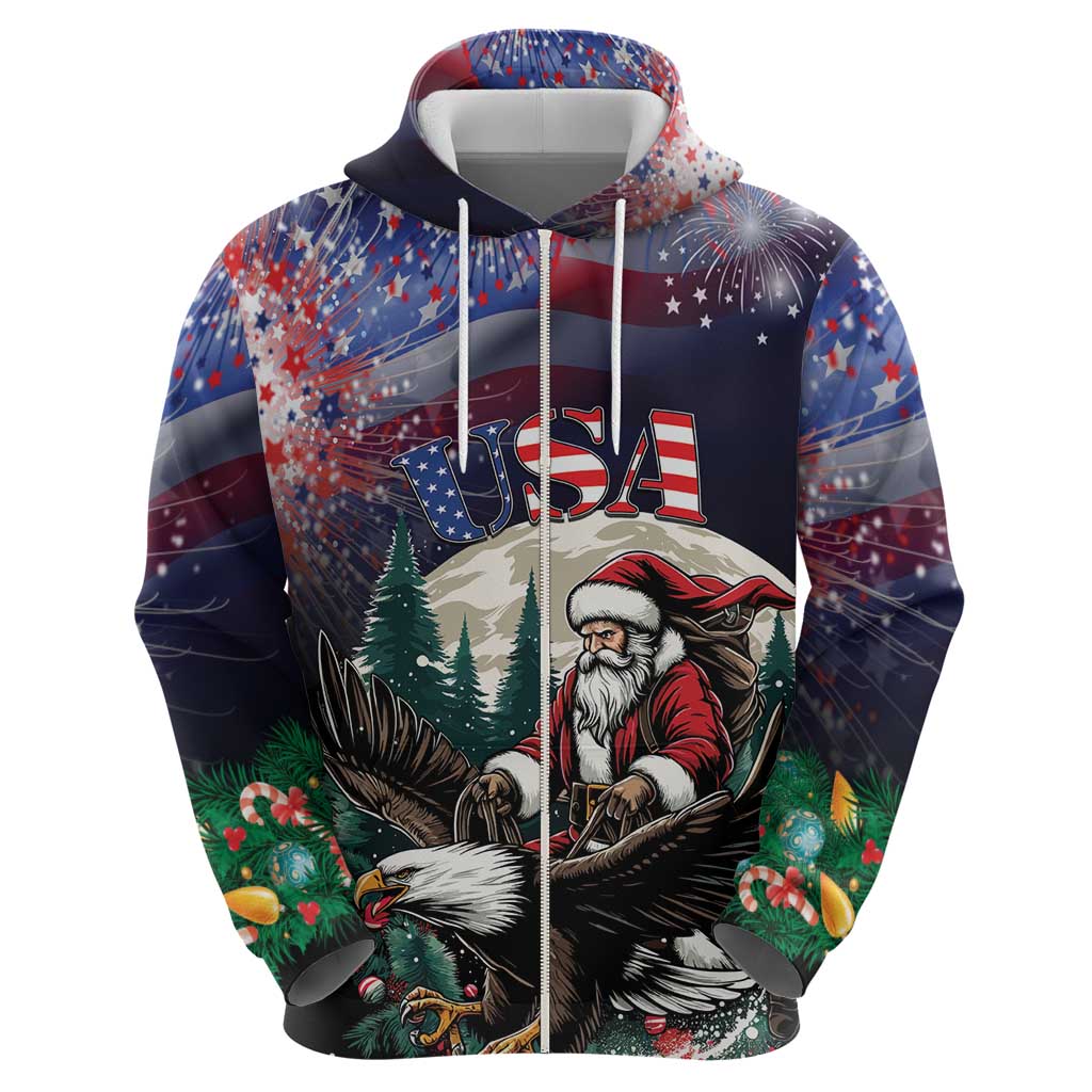 Personalized USA Christmas Hoodie Santa Claus With Eagle LT01
