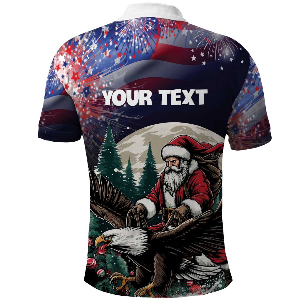Personalized USA Christmas Polo Shirt Santa Claus With Eagle LT01