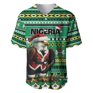 Nigeria Christmas Baseball Jersey Eagle Santa - African Pattern LT01
