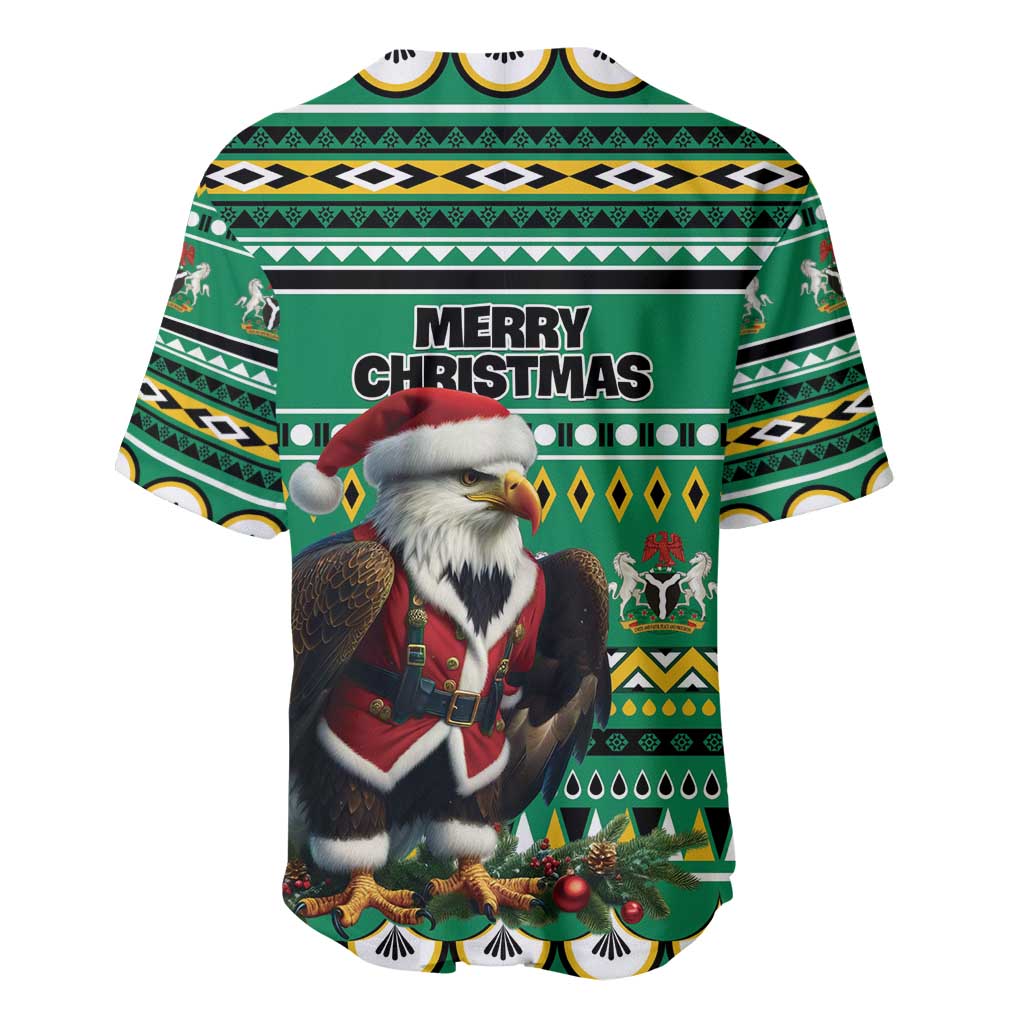 Nigeria Christmas Baseball Jersey Eagle Santa - African Pattern LT01
