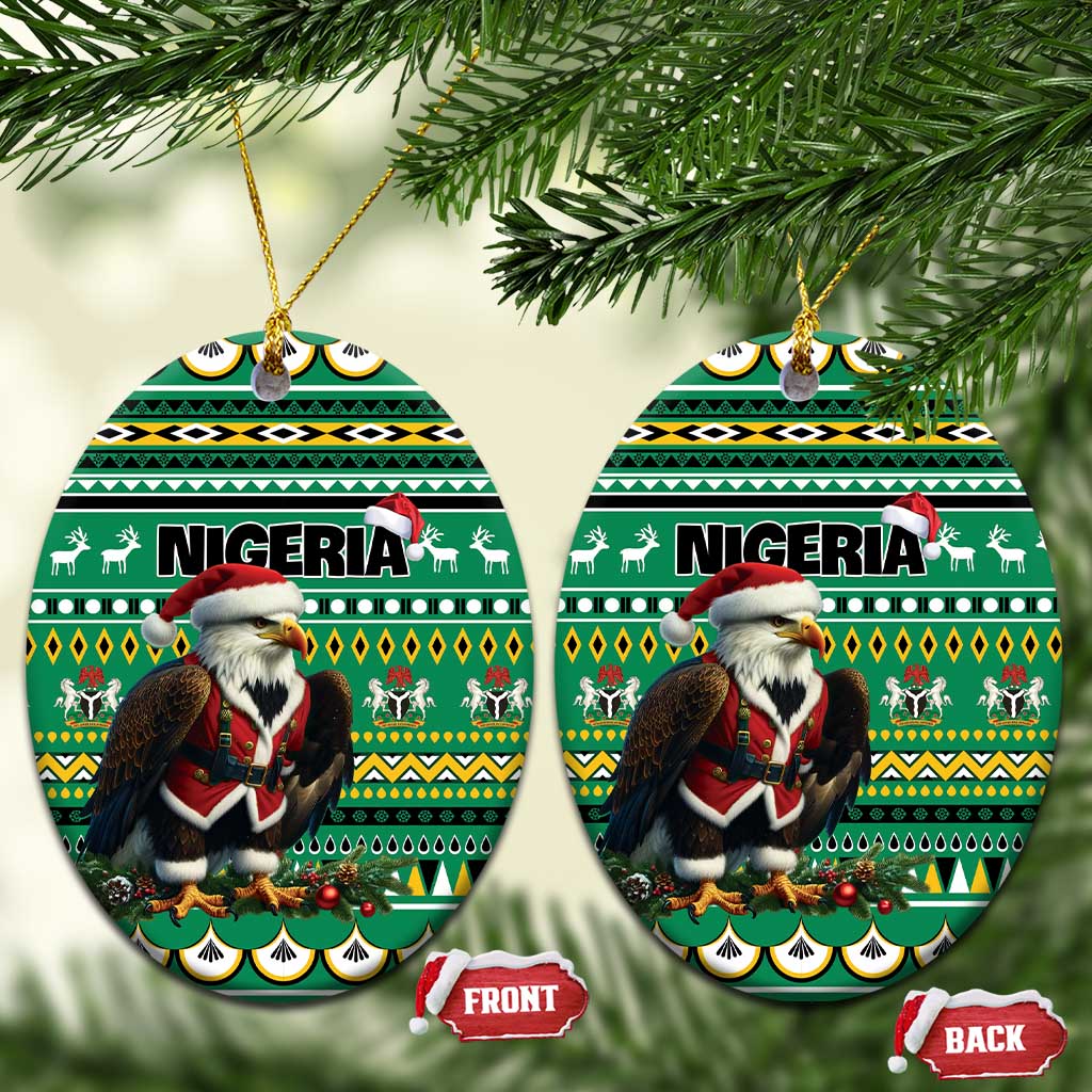 Nigeria Christmas Ceramic Ornament Eagle Santa African Pattern LT01