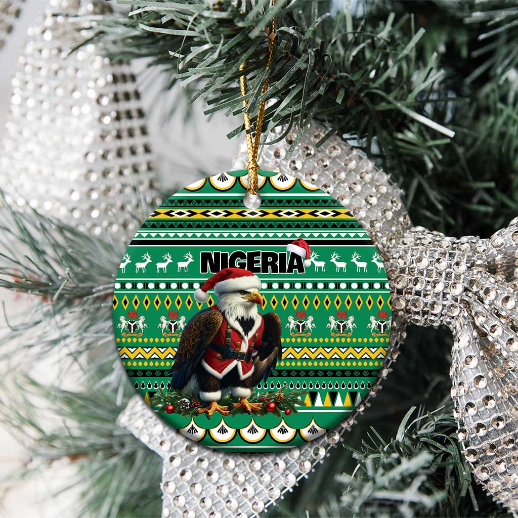 Nigeria Christmas Ceramic Ornament Eagle Santa African Pattern LT01