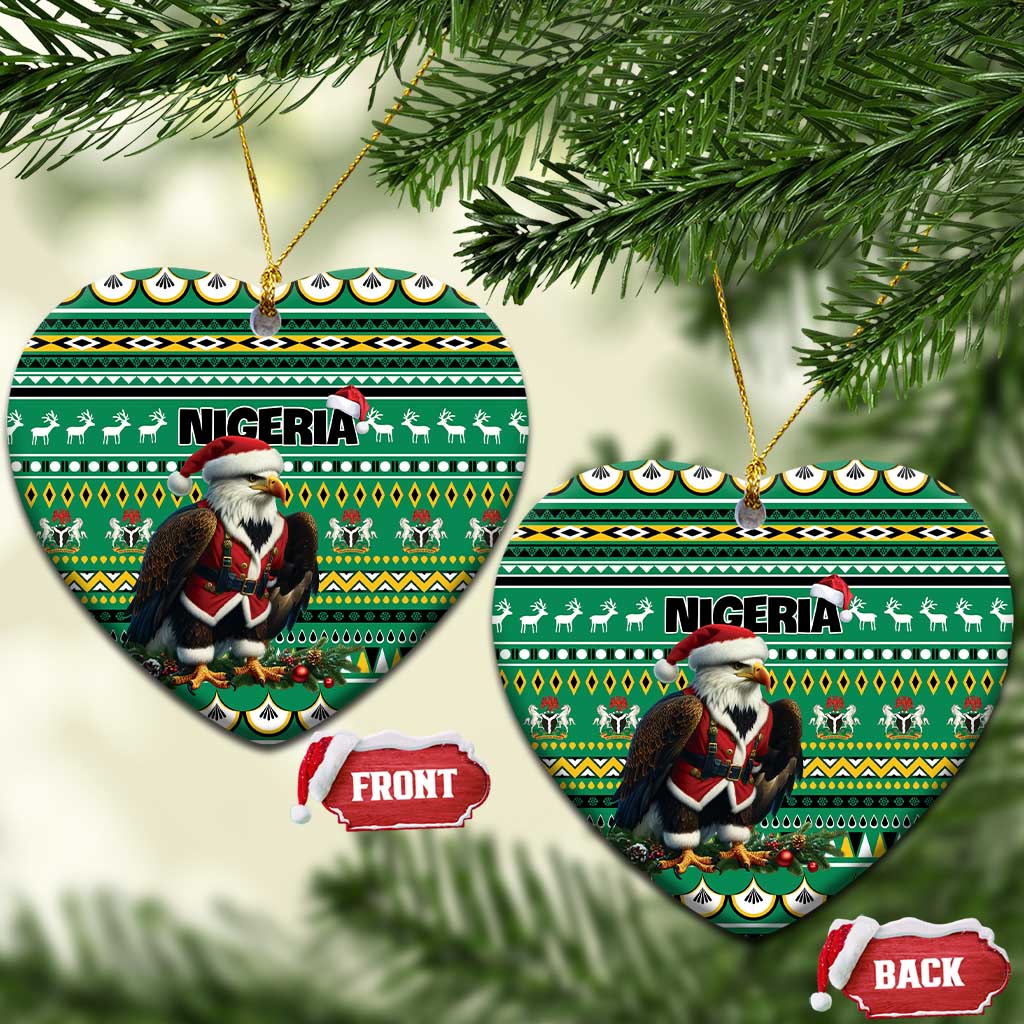 Nigeria Christmas Ceramic Ornament Eagle Santa African Pattern LT01