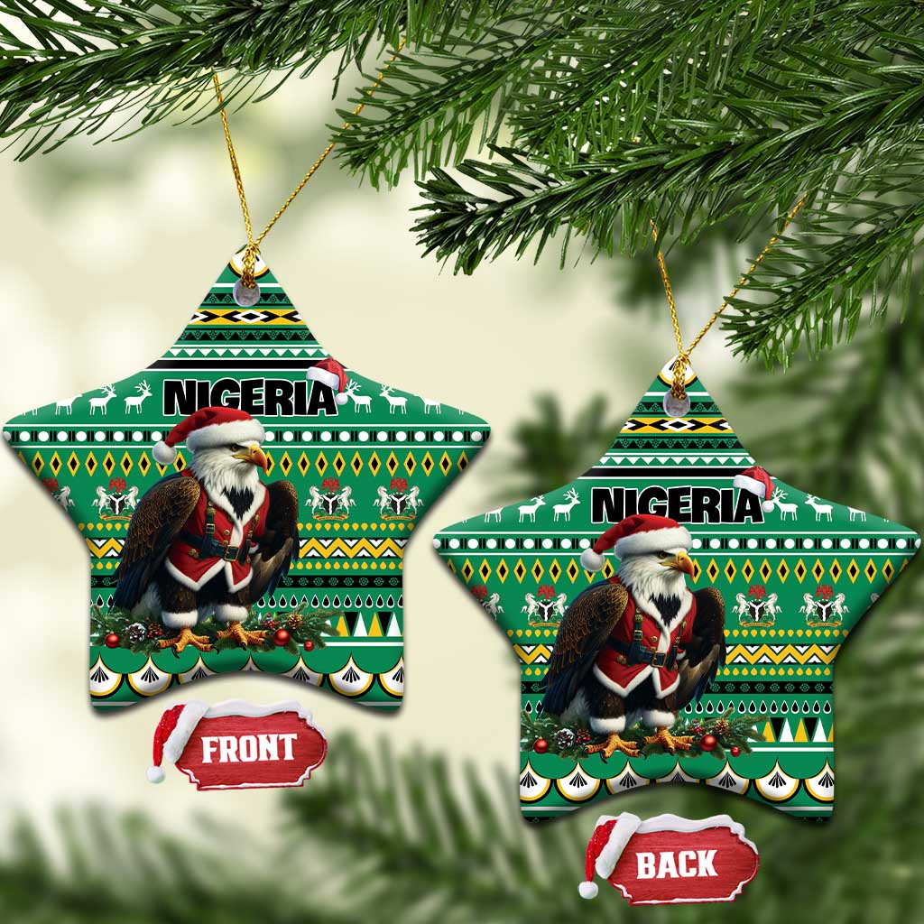 Nigeria Christmas Ceramic Ornament Eagle Santa African Pattern LT01