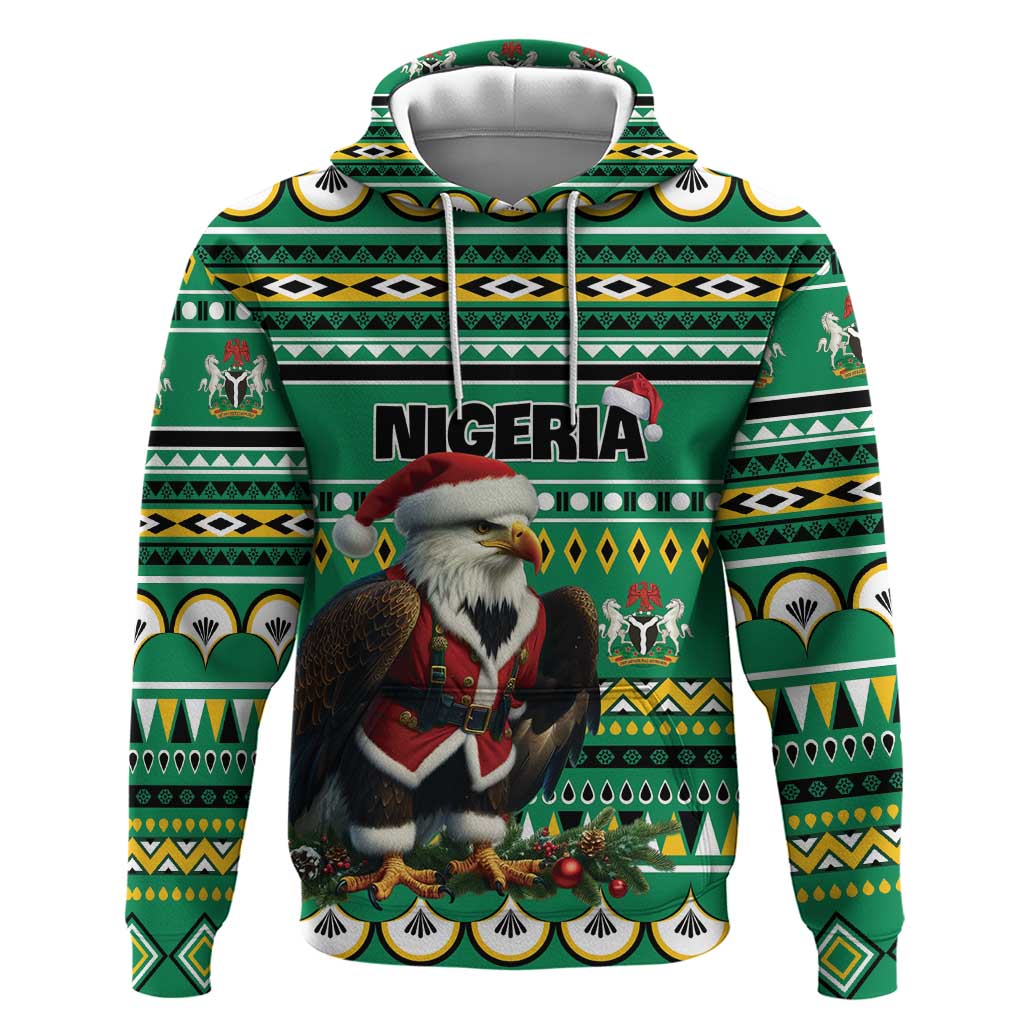Nigeria Christmas Hoodie Eagle Santa African Pattern LT01