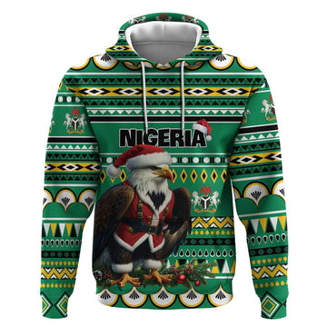 Nigeria Christmas Hoodie Eagle Santa African Pattern LT01
