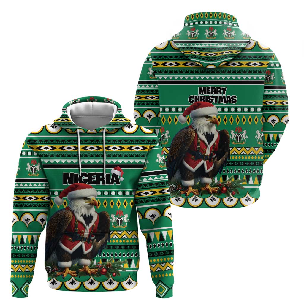 Nigeria Christmas Hoodie Eagle Santa African Pattern LT01