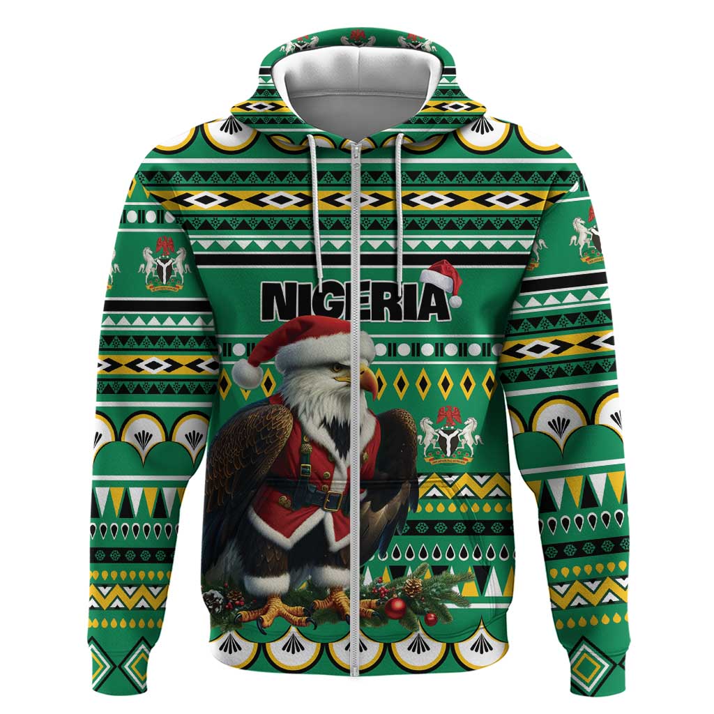 Nigeria Christmas Hoodie Eagle Santa African Pattern LT01