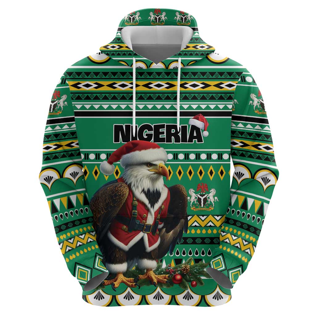 Nigeria Christmas Hoodie Eagle Santa African Pattern LT01