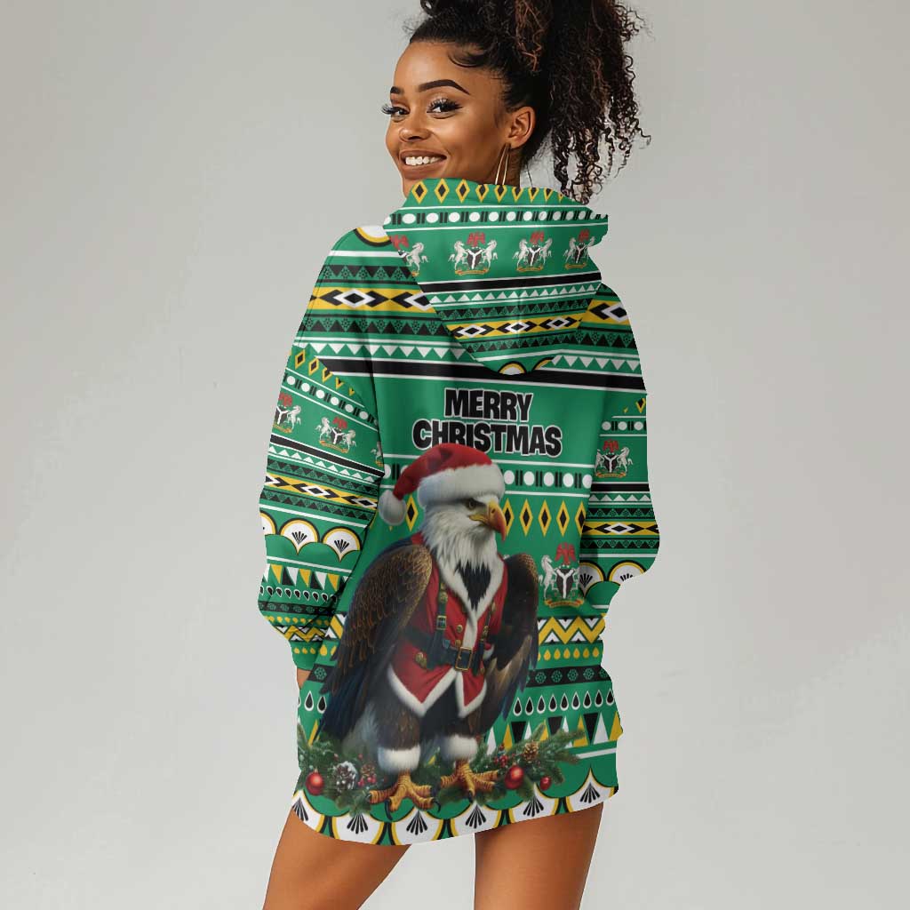 Nigeria Christmas Hoodie Dress Eagle Santa - African Pattern LT01