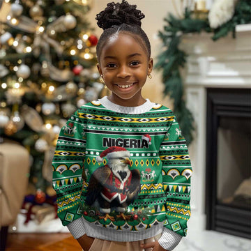 Nigeria Christmas Kid Ugly Christmas Sweater Eagle Santa African Pattern LT01