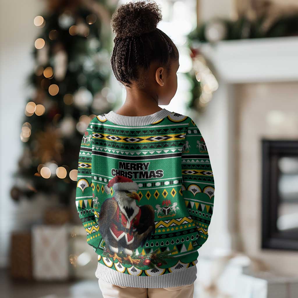 Nigeria Christmas Kid Ugly Christmas Sweater Eagle Santa African Pattern LT01