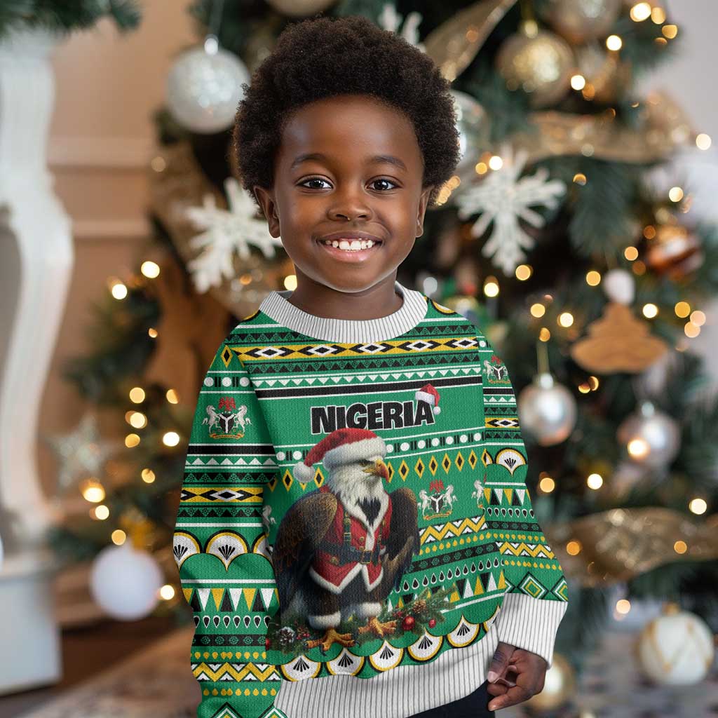 Nigeria Christmas Kid Ugly Christmas Sweater Eagle Santa African Pattern LT01
