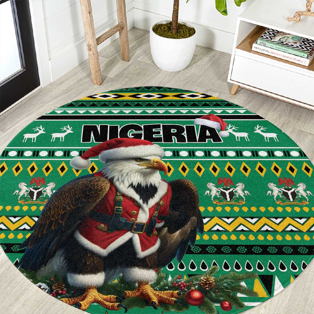 Nigeria Christmas Round Carpet Eagle Santa - African Pattern LT01