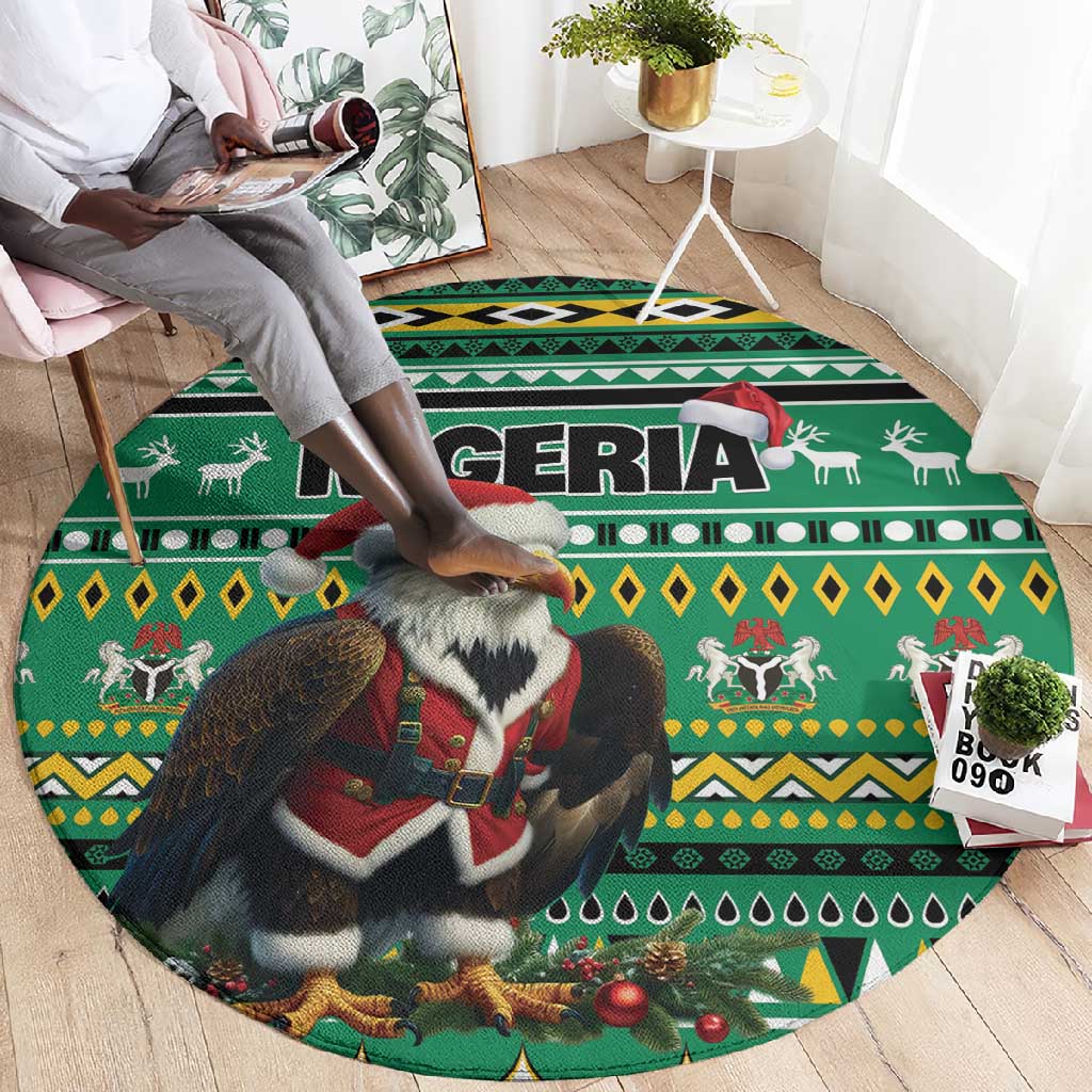 Nigeria Christmas Round Carpet Eagle Santa - African Pattern LT01