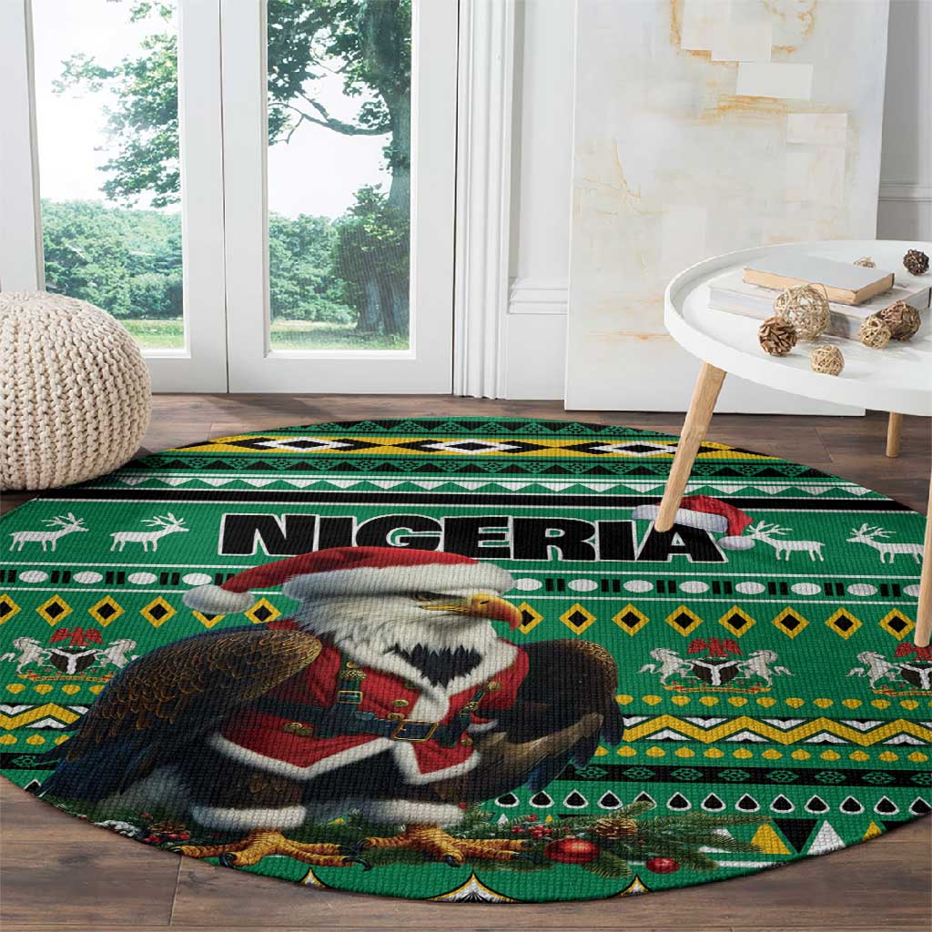 Nigeria Christmas Round Carpet Eagle Santa - African Pattern LT01