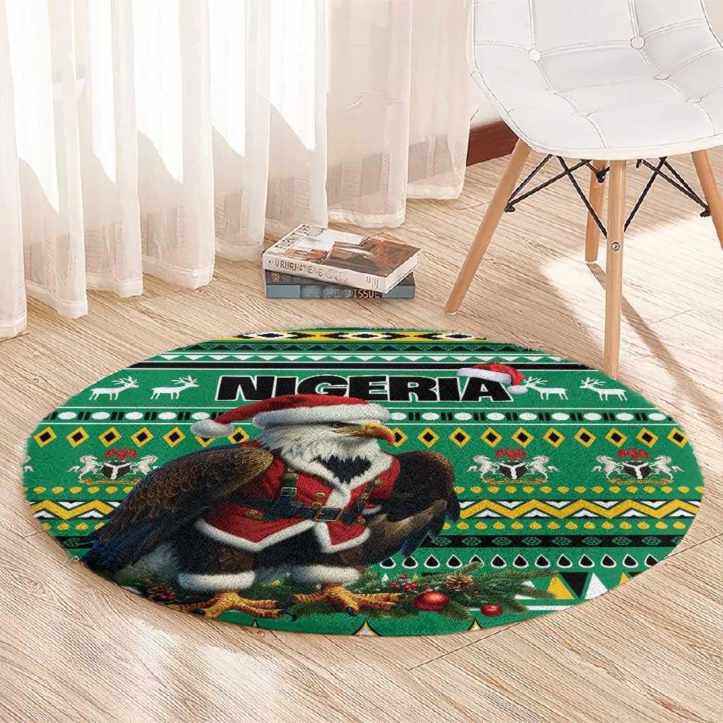 Nigeria Christmas Round Carpet Eagle Santa - African Pattern LT01