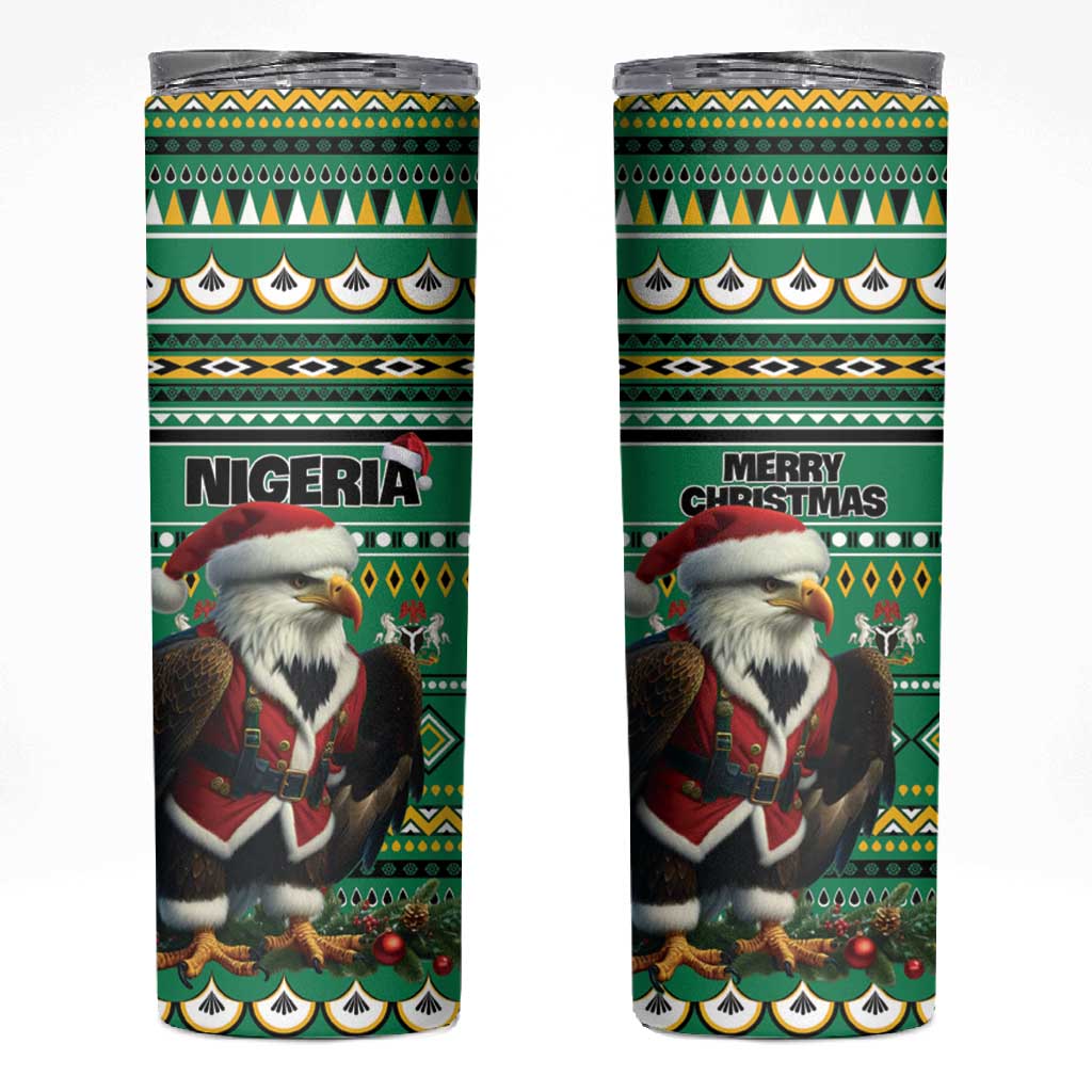 Nigeria Christmas Skinny Tumbler Eagle Santa - African Pattern LT01