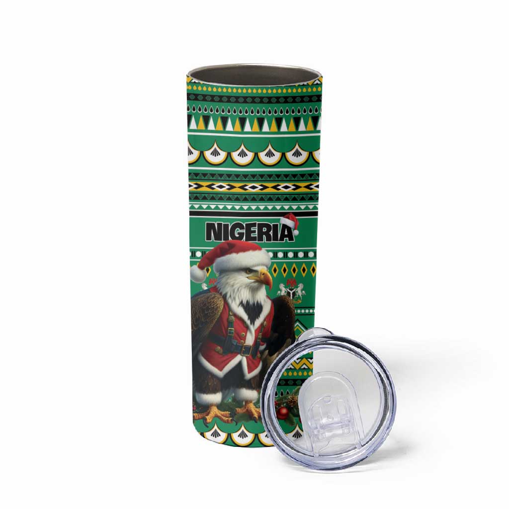 Nigeria Christmas Skinny Tumbler Eagle Santa - African Pattern LT01