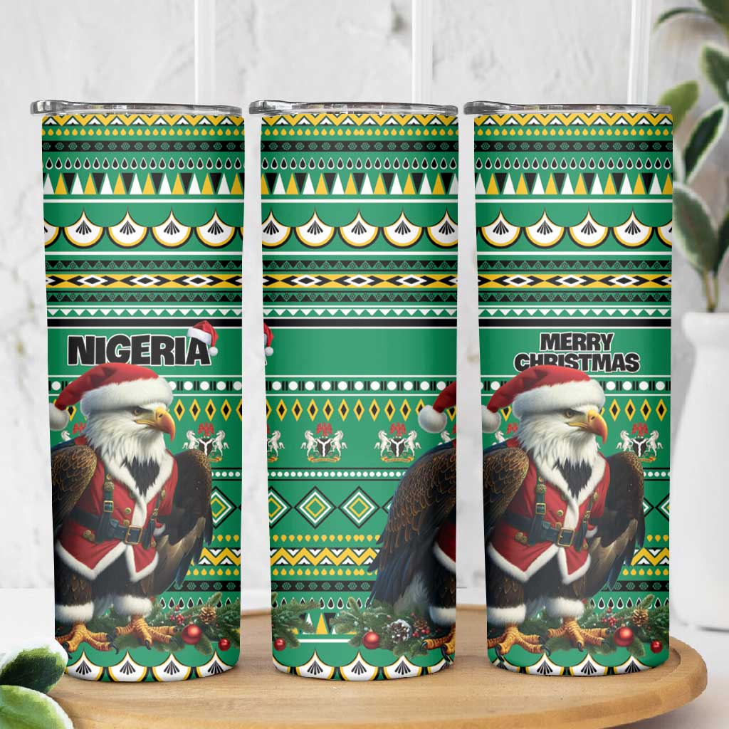 Nigeria Christmas Skinny Tumbler Eagle Santa - African Pattern LT01