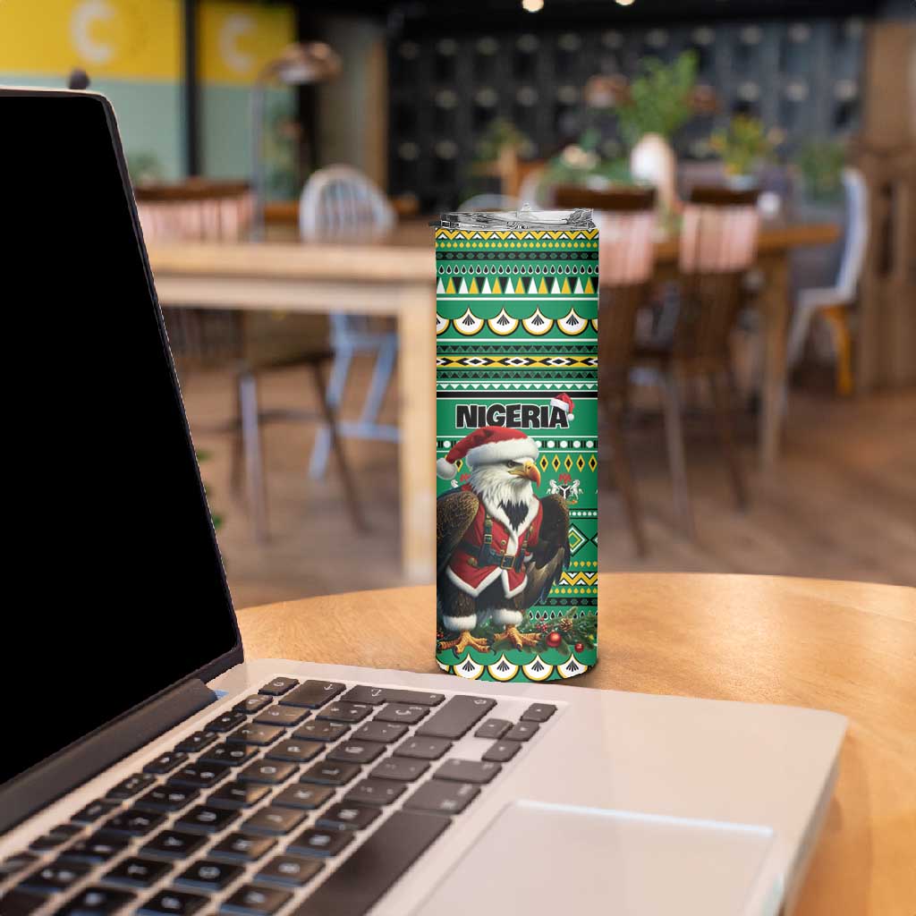 Nigeria Christmas Skinny Tumbler Eagle Santa - African Pattern LT01