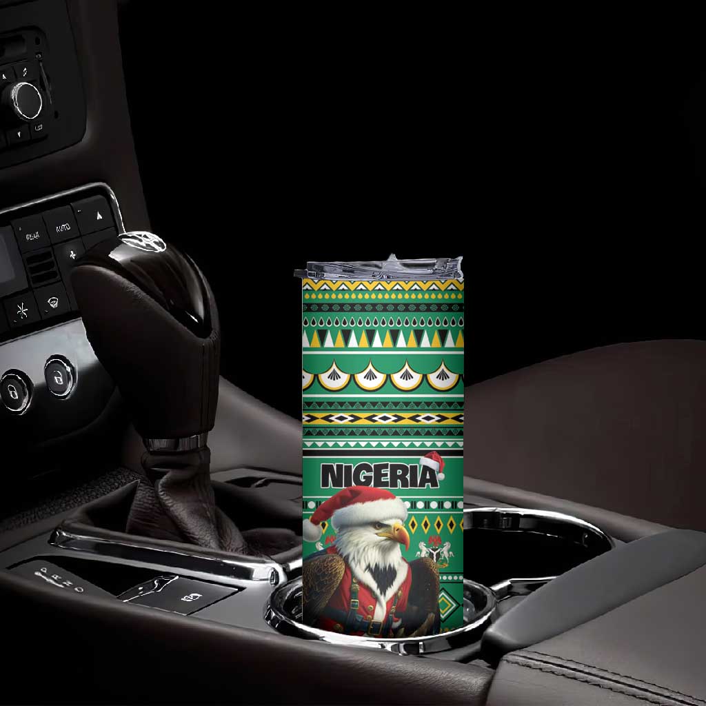 Nigeria Christmas Skinny Tumbler Eagle Santa - African Pattern LT01