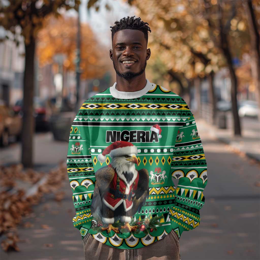 Nigeria Christmas Sweatshirt Eagle Santa - African Pattern LT01