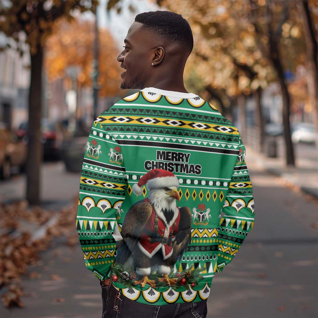 Nigeria Christmas Sweatshirt Eagle Santa - African Pattern LT01