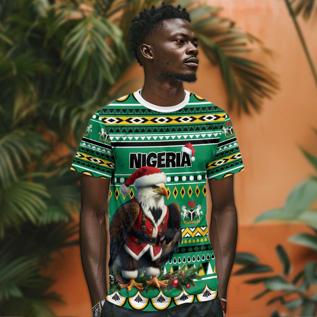 Nigeria Christmas T shirt Eagle Santa - African Pattern LT01