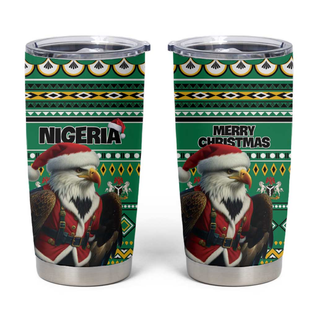 Nigeria Christmas Tumbler Cup Eagle Santa - African Pattern LT01