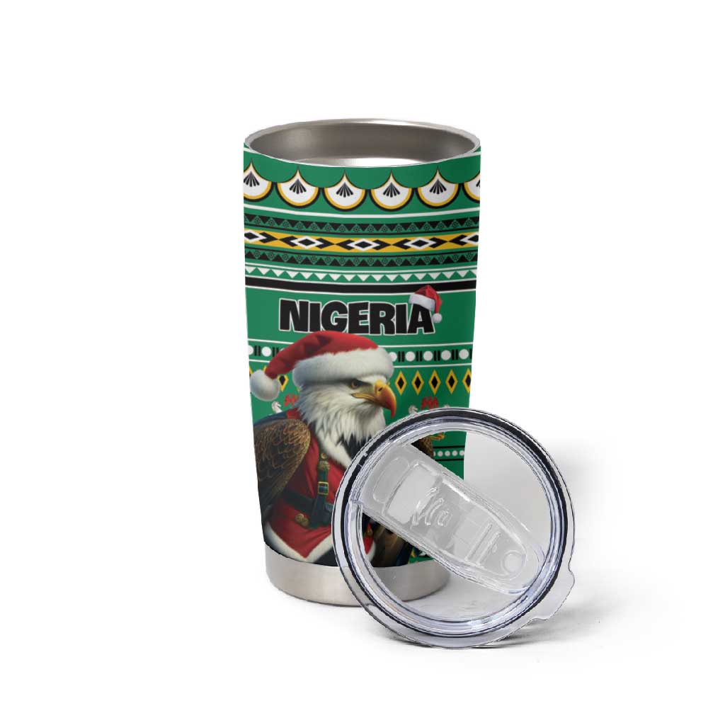 Nigeria Christmas Tumbler Cup Eagle Santa - African Pattern LT01