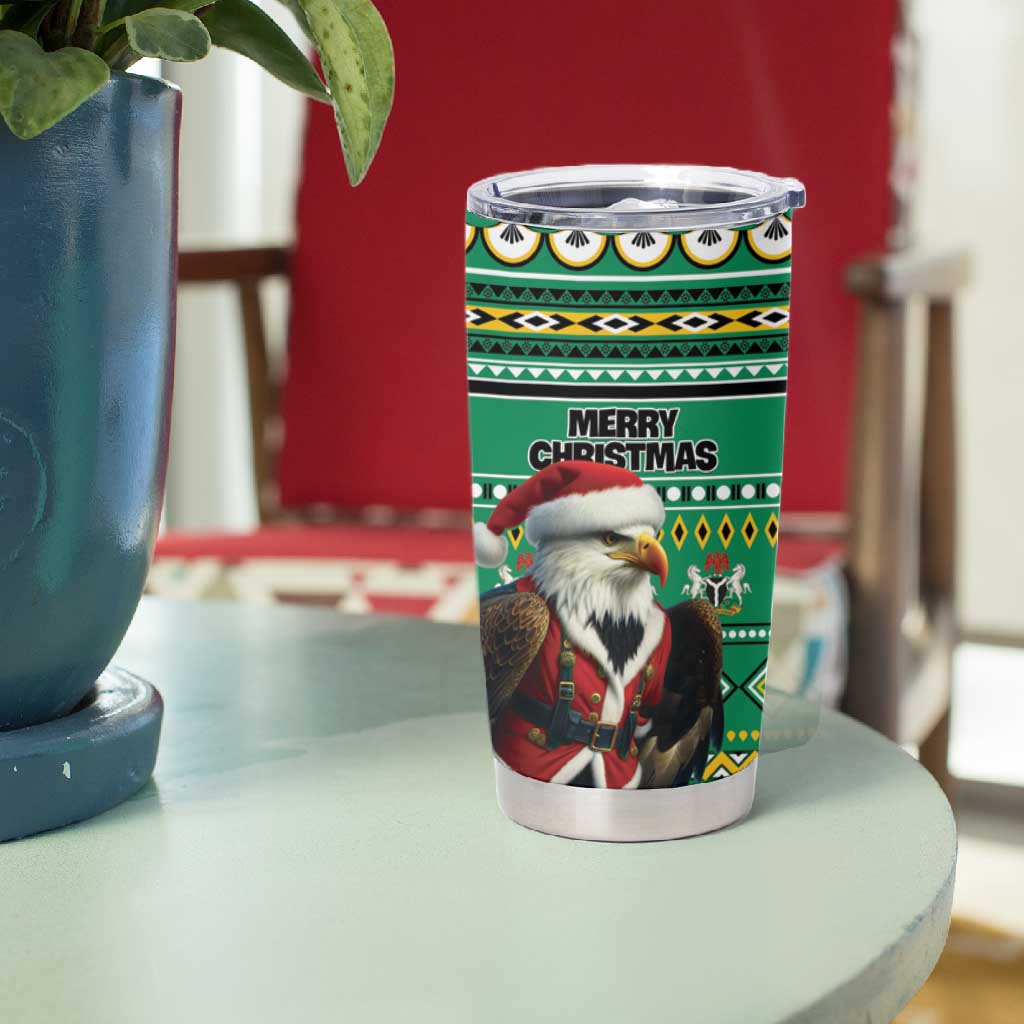 Nigeria Christmas Tumbler Cup Eagle Santa - African Pattern LT01