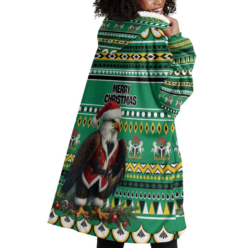 Nigeria Christmas Wearable Blanket Hoodie Eagle Santa - African Pattern LT01