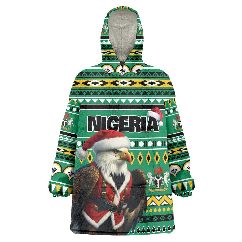 Nigeria Christmas Wearable Blanket Hoodie Eagle Santa - African Pattern LT01