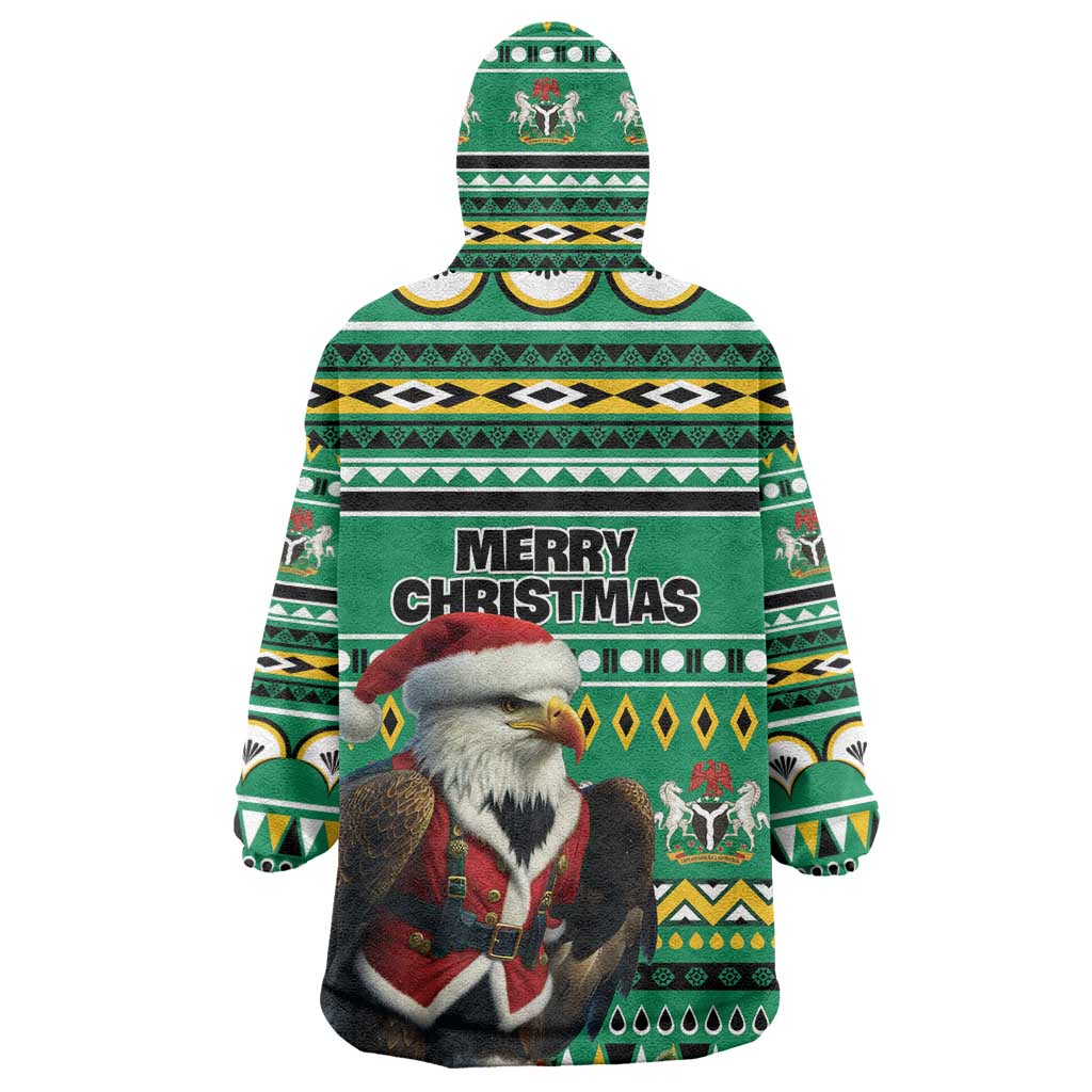 Nigeria Christmas Wearable Blanket Hoodie Eagle Santa - African Pattern LT01