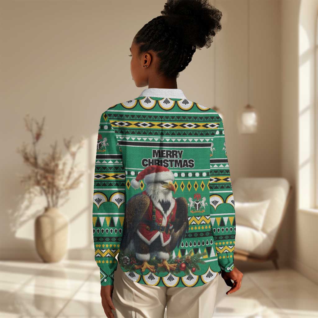 Nigeria Christmas Women Casual Shirt Eagle Santa - African Pattern LT01