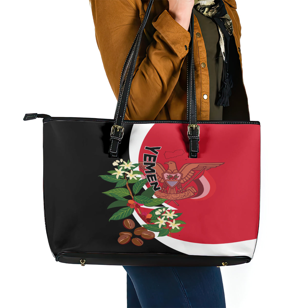 Yemen Unification Day 2024 Leather Tote Bag May 22 Unity Day Flag Style LT01