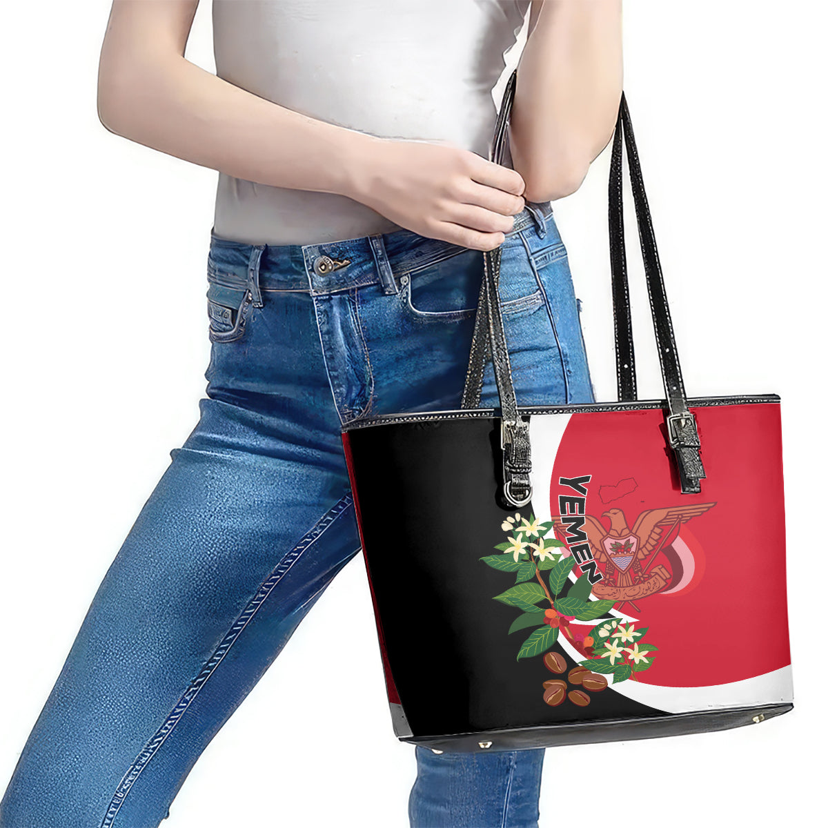 Yemen Unification Day 2024 Leather Tote Bag May 22 Unity Day Flag Style LT01