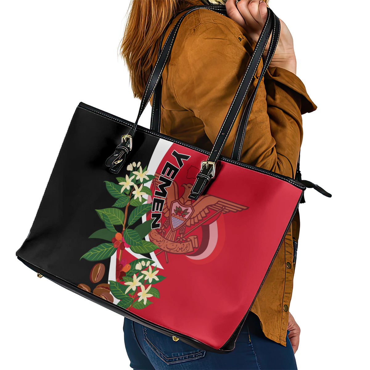 Yemen Unification Day 2024 Leather Tote Bag May 22 Unity Day Flag Style LT01