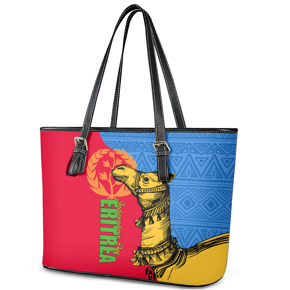 Eritrea Independence Day 2024 Leather Tote Bag Eritrean Camel African Pattern LT01